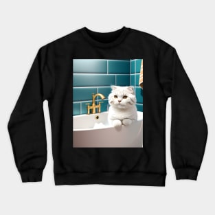 Cat Taking a Bath - Modern Digital Art Crewneck Sweatshirt